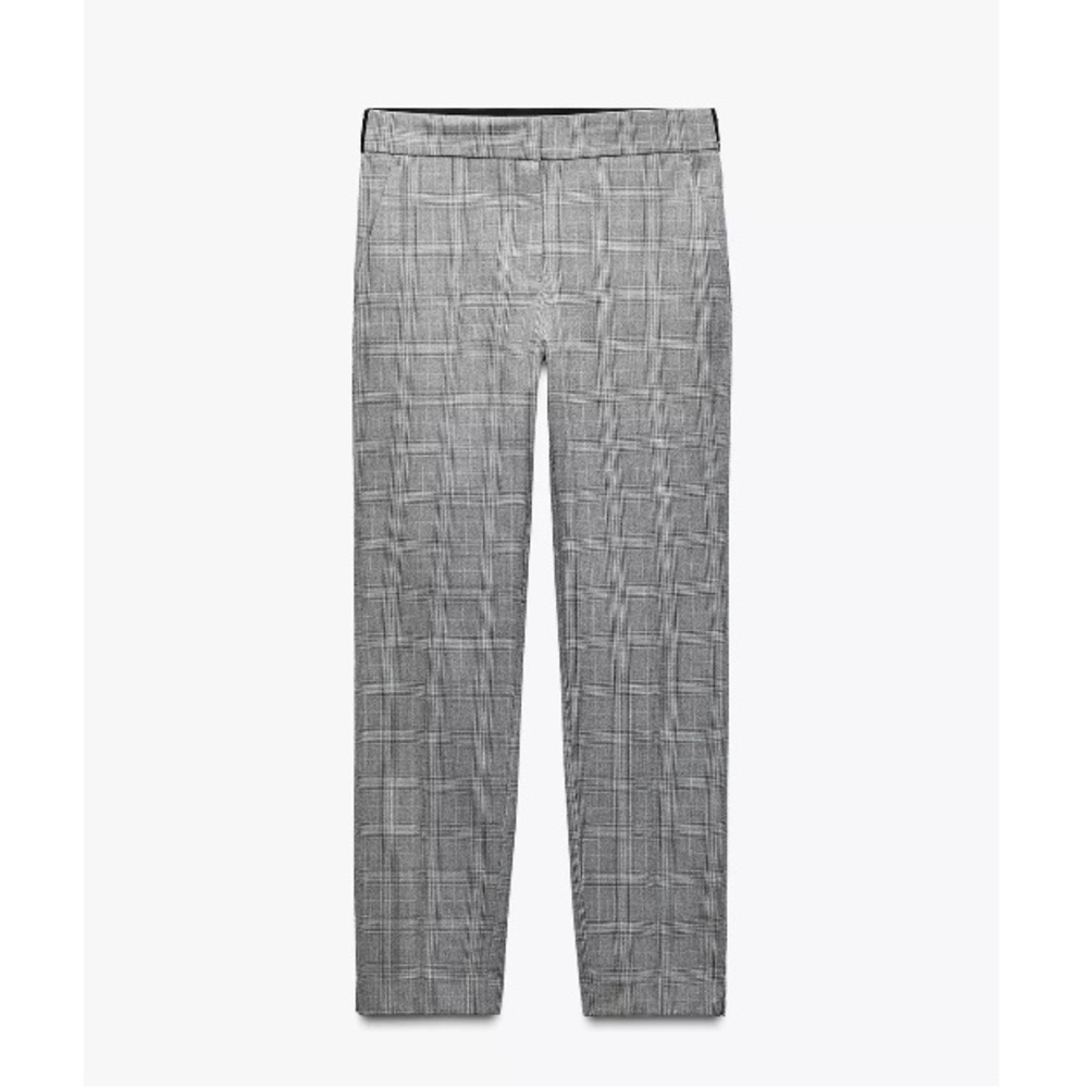 Zara Gray Plaid Straight Leg Cropped Pants